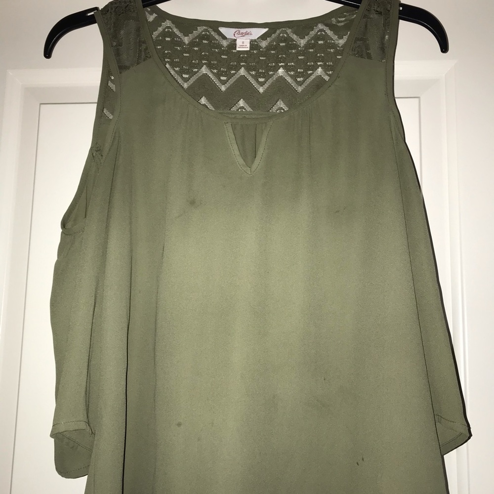 Olive Cold-Shoulder Tee
